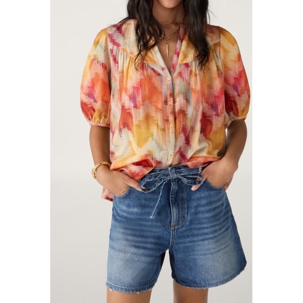ba&sh Alabama Colorful Cotton Shirt Multicolor Medium Boho Statement